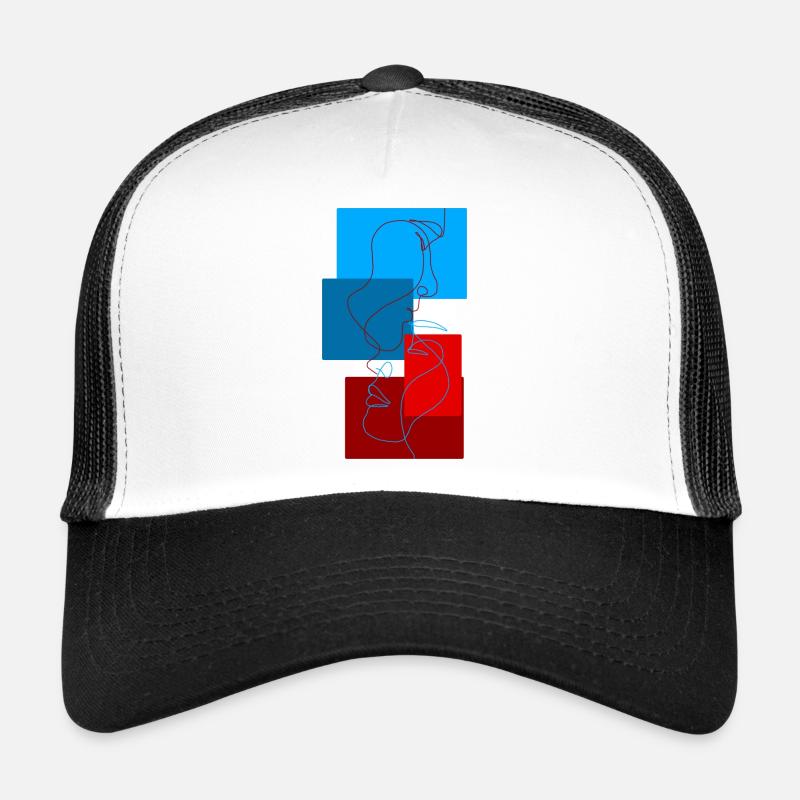 LoveLinesWithColorBlocks - Trucker Cap - Weiß/Schwarz