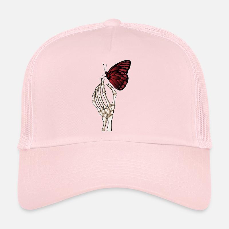 Skeleton Hand Butterfly Trucker Cap