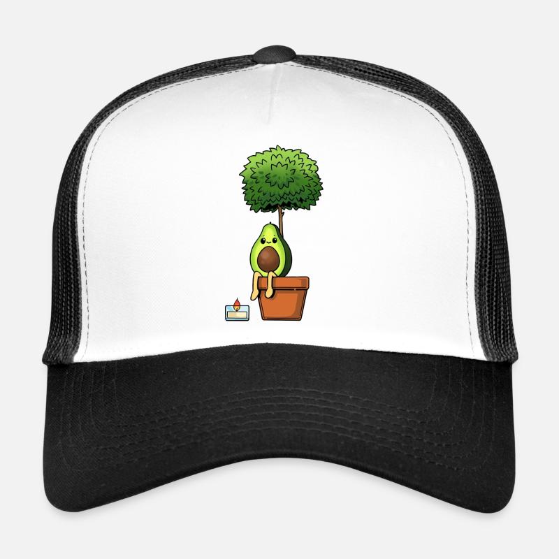 Avocado auf einer Pflanze mit einer Kerze - Trucker Cap - Weiß/Schwarz