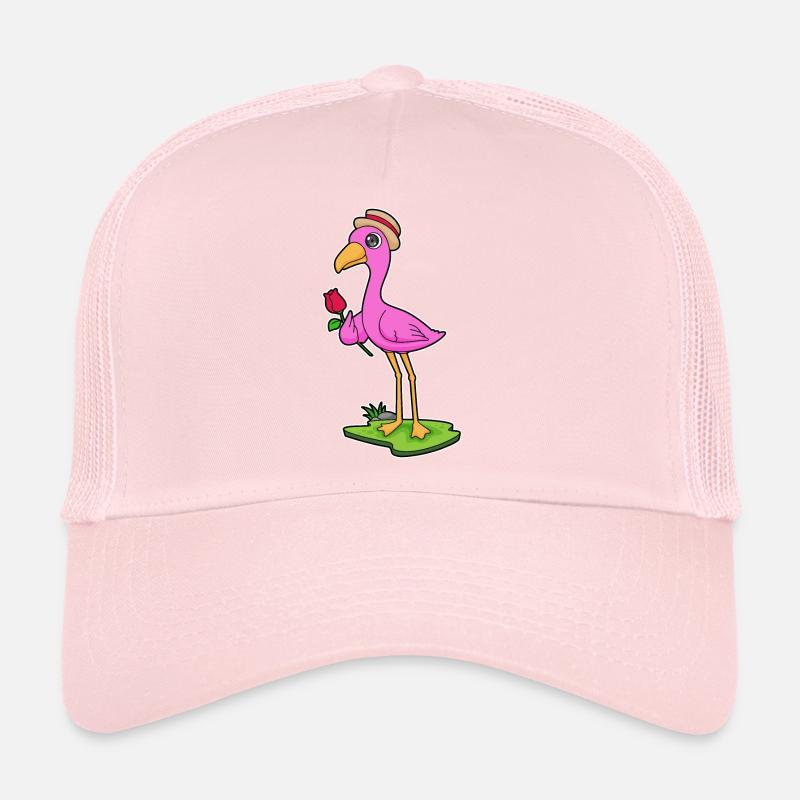 Flamingo Rose Flowers Trucker Cap