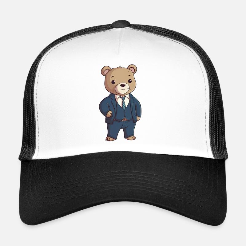 Bär im Anzug - Trucker Cap - Weiß/Schwarz