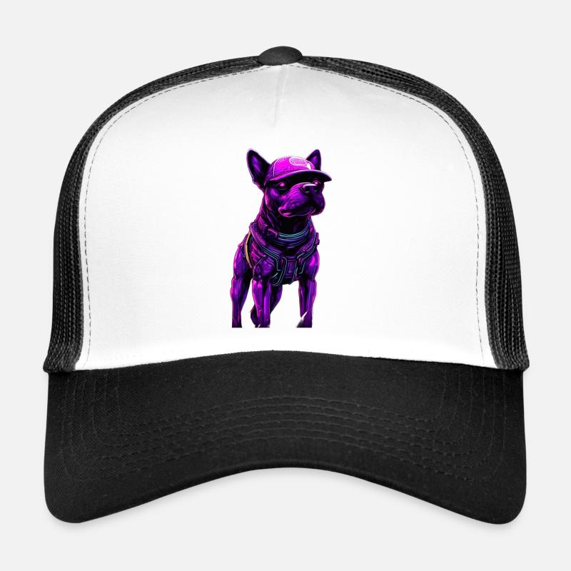 Bouledogue néon - Casquette trucker  - blanc/noir