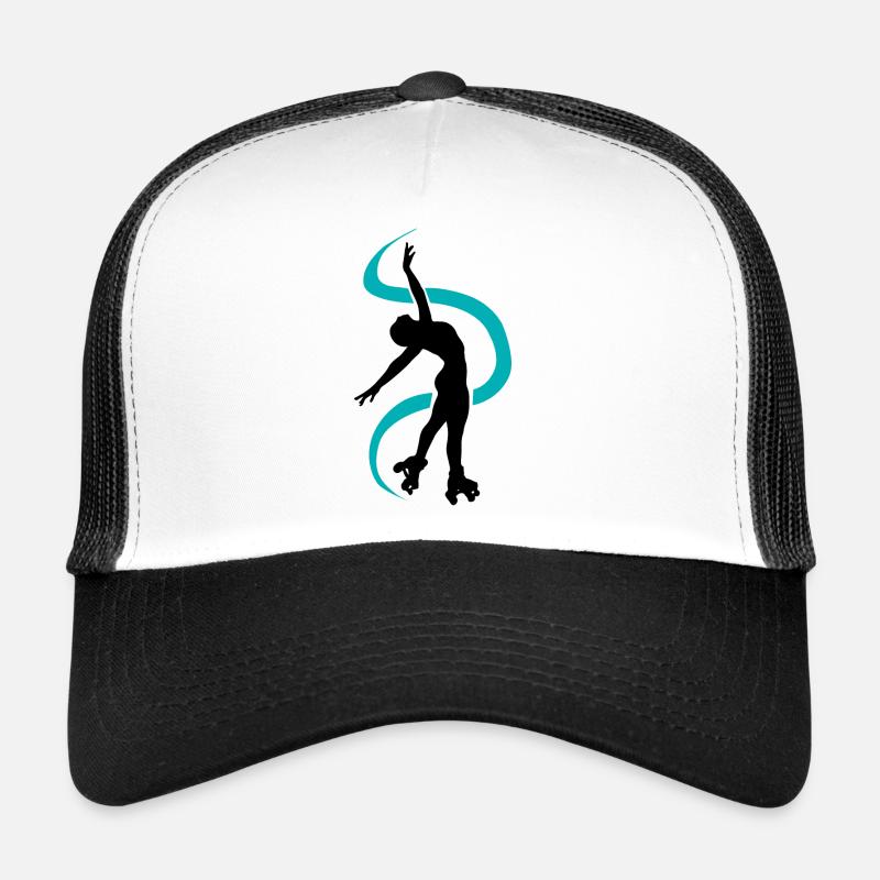 Silhouette patineuse quad danse - Casquette trucker  - blanc/noir