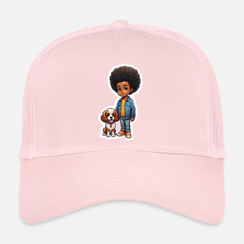 Child Dog Gift Idea Afro Locks Trucker Cap