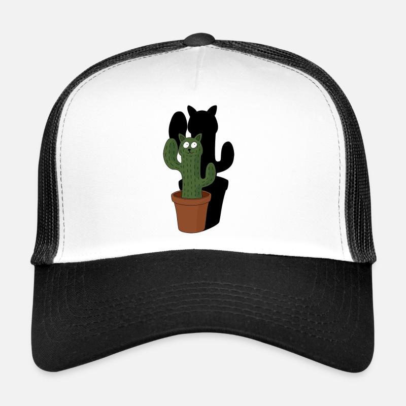 Chat comme cactus dans un pot de fleurs avec de l’ombre Casquette trucker 