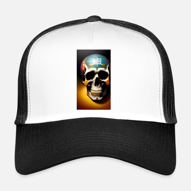 Mexikanischer Schädel - Trucker Cap - Weiß/Schwarz