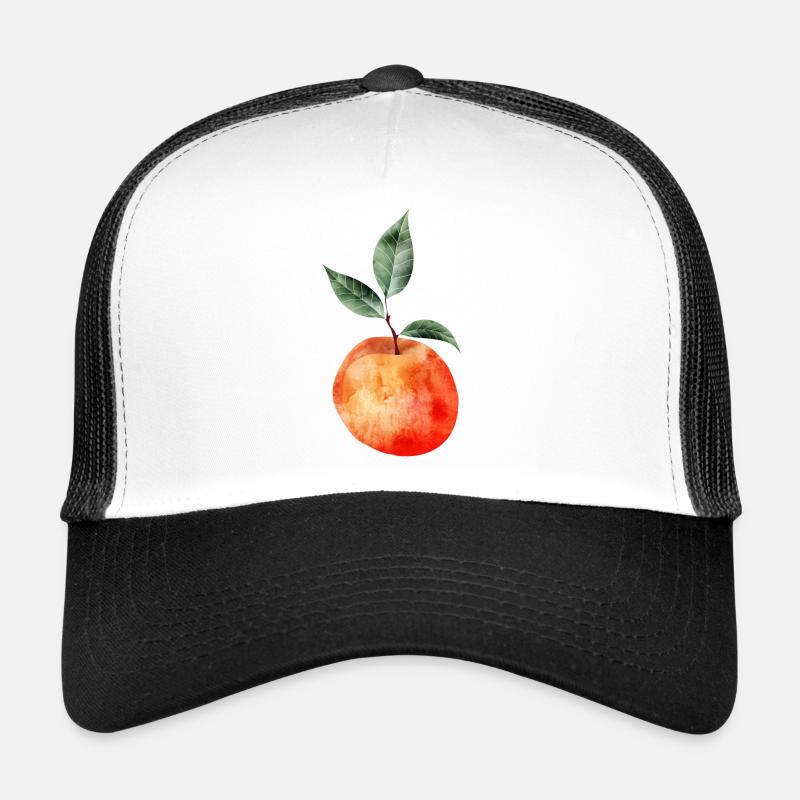 Pêche rougeoyante avec illustration de feuilles Casquette trucker 