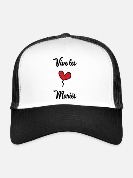 COUPLE. JUST MARRIED. EVJF. SAINT VALENTIN. LOVE. - Casquette trucker  - blanc/noir - Devant