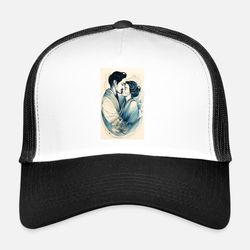Quelques lignes sensuelles - Casquette trucker  - blanc/noir