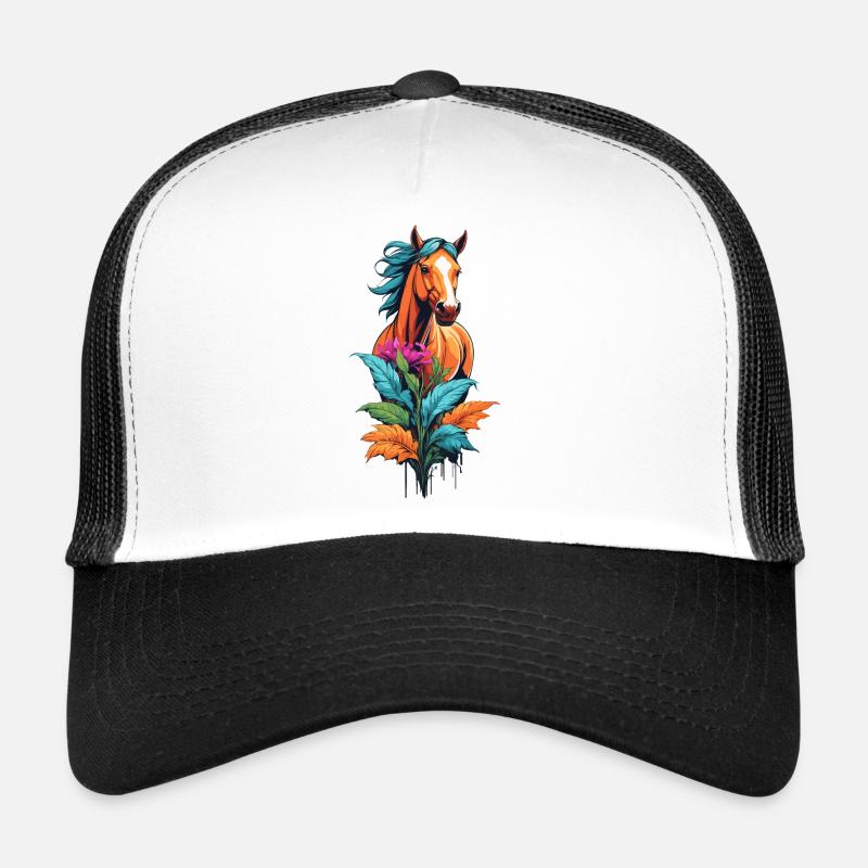 Pferdekopf mit Blumen Trucker Cap