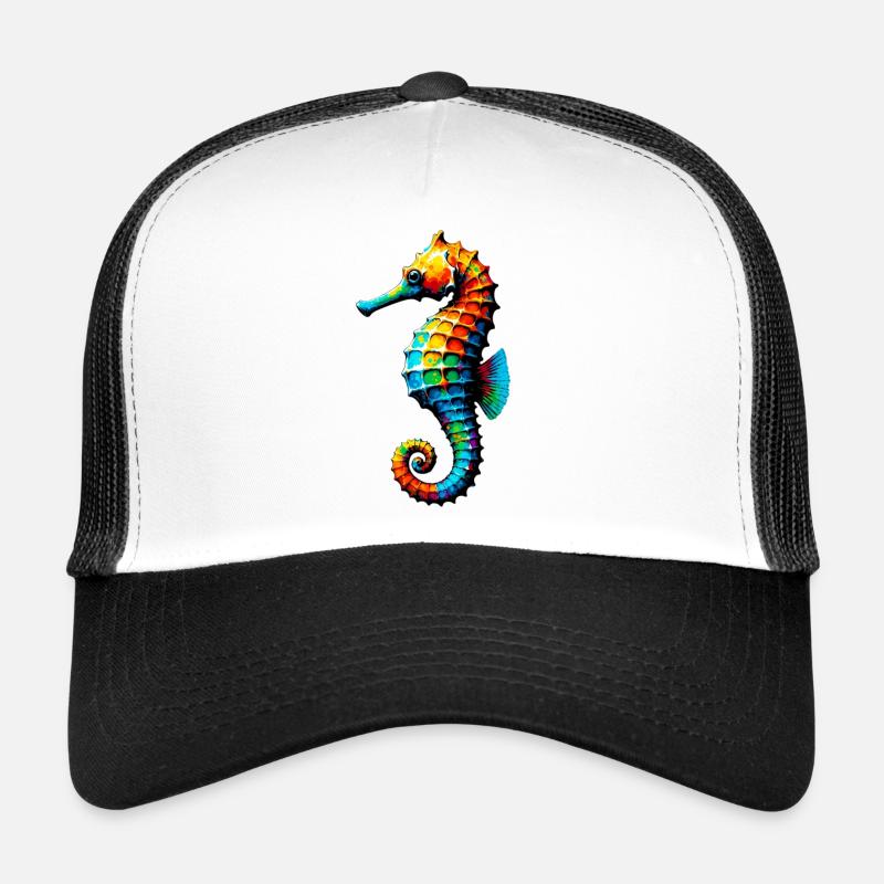 Seepferdchen - Trucker Cap - Weiß/Schwarz