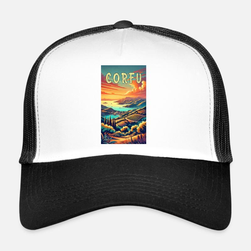 Design paradisiaque de Corfou en Grèce Casquette trucker 