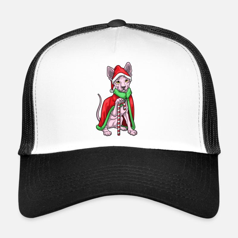 Sphynx Katze Weihnachten Zuckerstange - Trucker Cap - Weiß/Schwarz