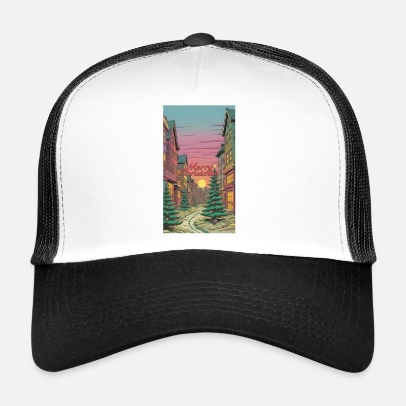 Joyeux Noël Hiver Scène du village Joyeux Casquette trucker 