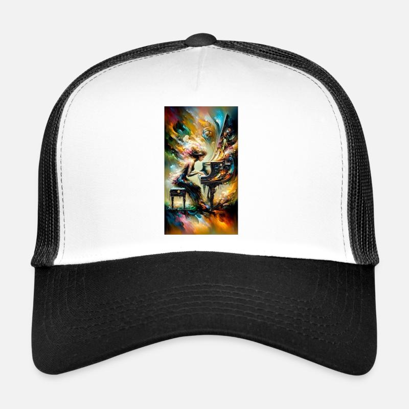 Frau am Klavier - Trucker Cap - Weiß/Schwarz