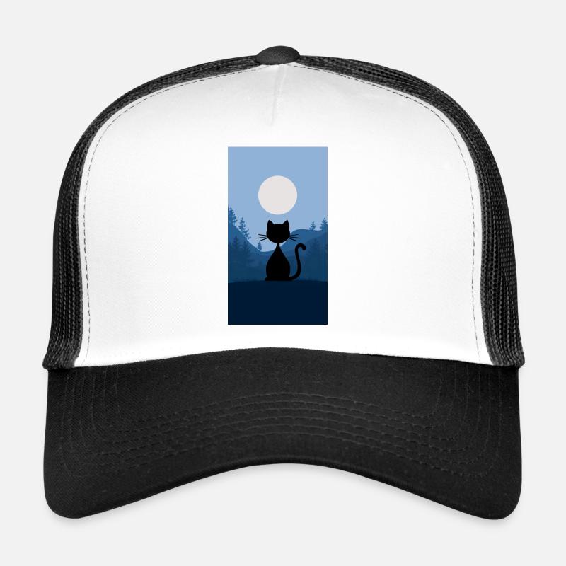 Cat in the moonlight Trucker Cap