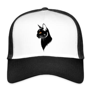Black cat - Trucker Cap - white/black - Front