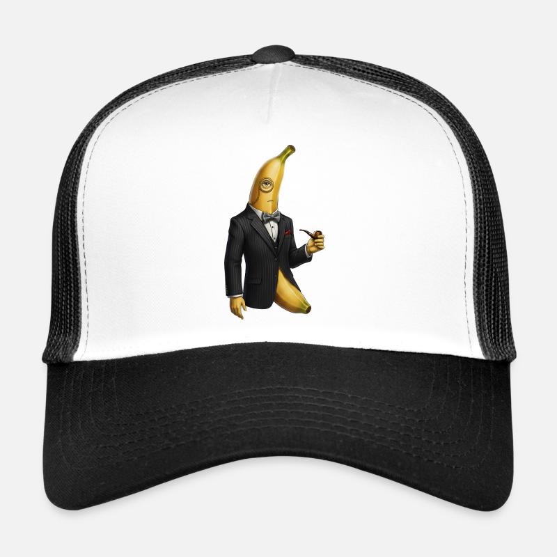 Banane élégante avec smoking et monocle Casquette trucker 