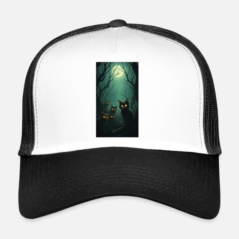 katzen - Trucker Cap - Weiß/Schwarz