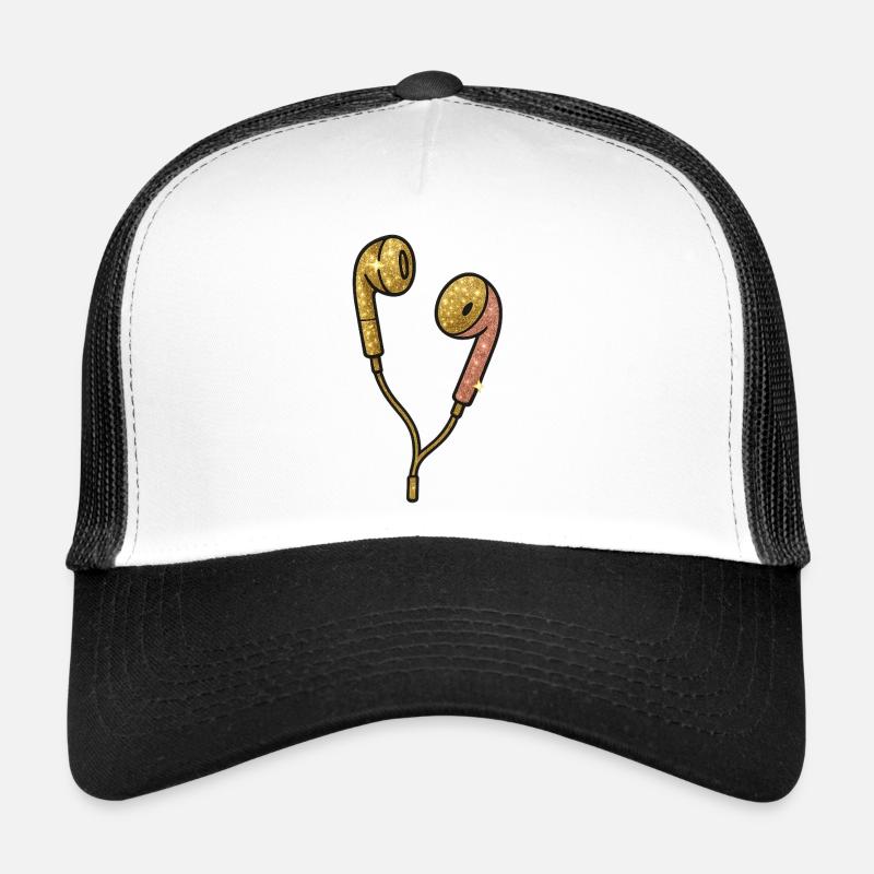 Glamour Glitzer Kopfhörer Motiv - Trucker Cap - Weiß/Schwarz