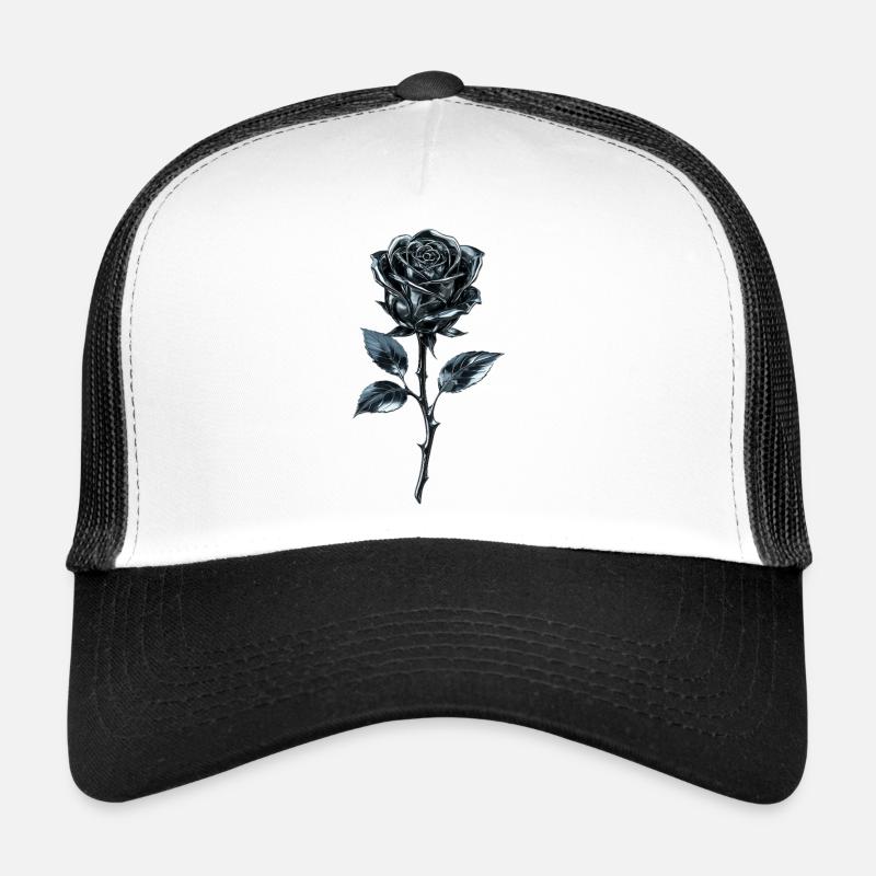 Metallische Blaue Rose - Trucker Cap - Weiß/Schwarz