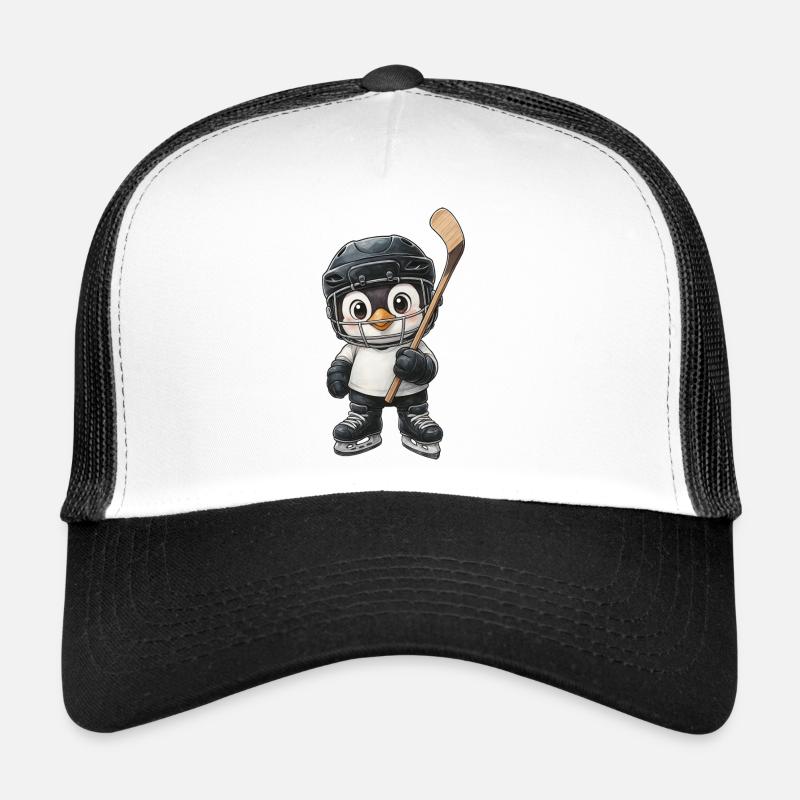 Cooler Pinguin Eishockeyspieler Wasserfarben Carto Trucker Cap