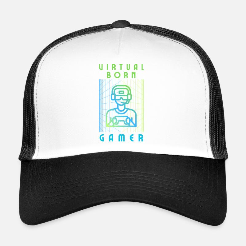 Virtuell geborener Gamer - Trucker Cap - Weiß/Schwarz