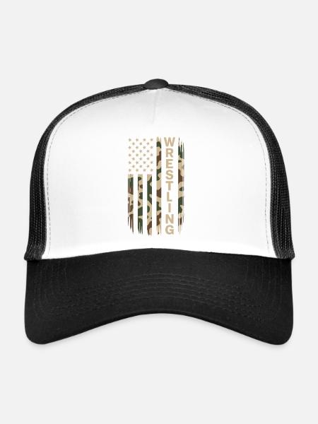 Wrestling USA Flag Camo Patriot Design - Trucker Cap - white/black - Front
