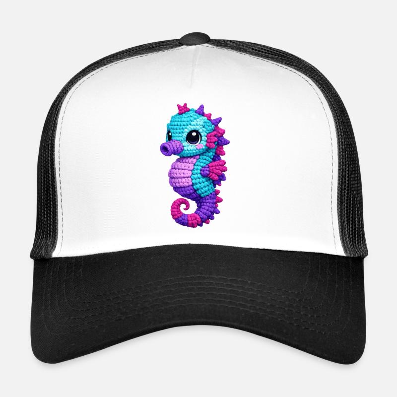 Charlotte Seepferdchen  - Trucker Cap - Weiß/Schwarz