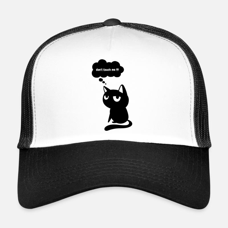 Chat drôle « Ne me touche pas » - Casquette trucker  - blanc/noir