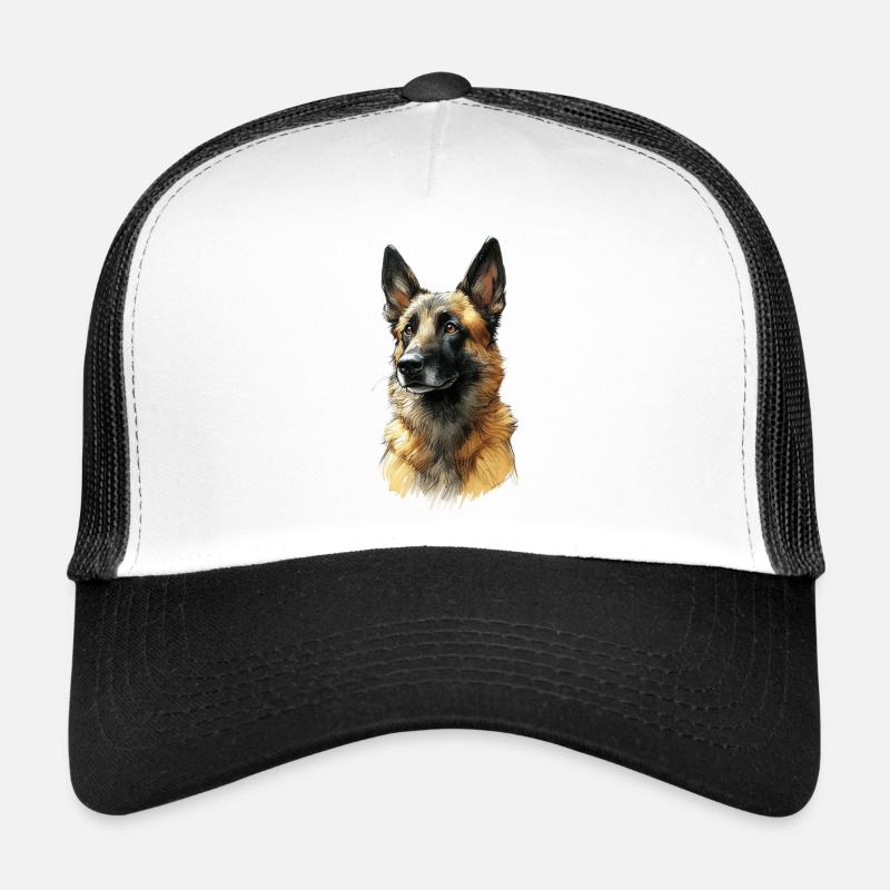German Shepherd Portrait Illustration Trucker Cap