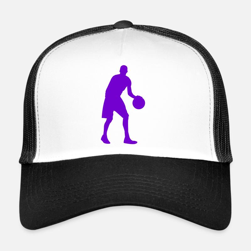 Silhouette de basket violette néon Casquette trucker 