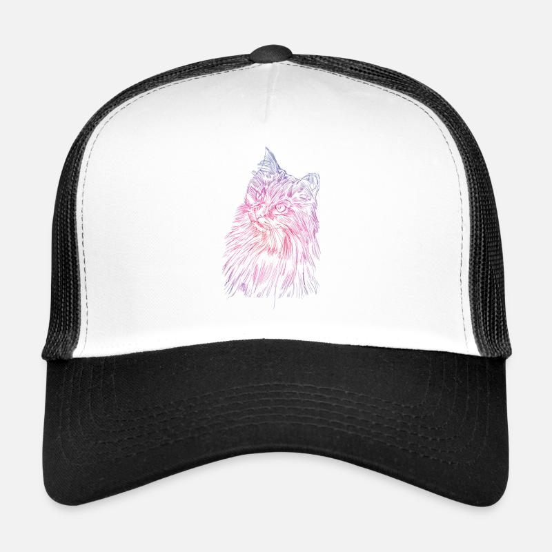 Visage de chat d'un chat persan comme chat domestique - Casquette trucker  - blanc/noir