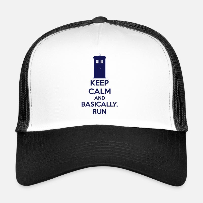Keep Calm And Basically, Run - Trucker Cap - Weiß/Schwarz