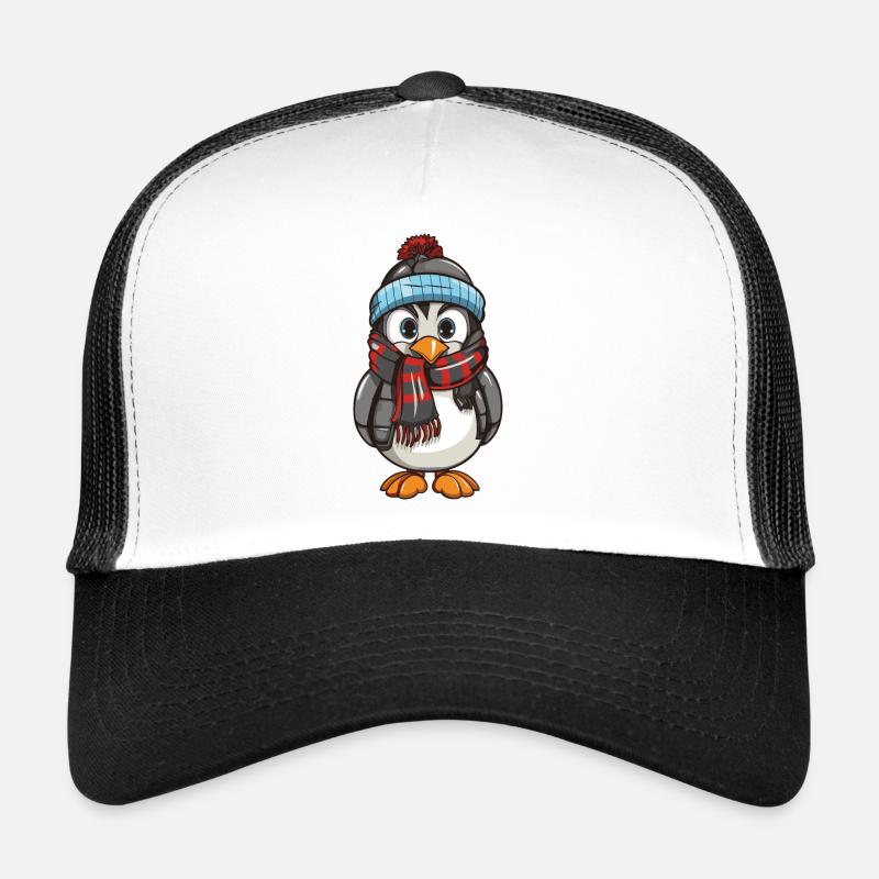 Pinguin Comic Winter - Trucker Cap - Weiß/Schwarz