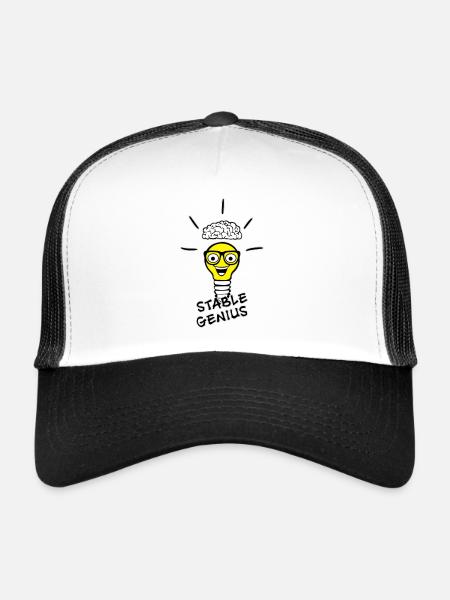 Ampoule et cerveau de nerd - Stable Genius - Casquette trucker  - blanc/noir - Devant