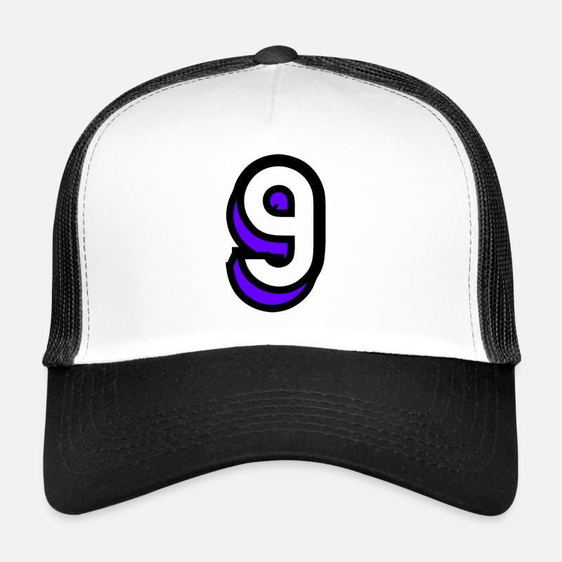 9. 9 ANS. 9e ANNIVERSAIRE. ANNIVERSAIRE 9 ANS. 9 - Casquette trucker  - blanc/noir