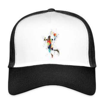 Basketball,Game,Graffiti,Painting,Basketball Player - Trucker Cap - white/black - Front