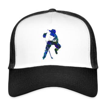 Eishockey, Hockey, Graffi, bunt - Trucker Cap - Weiß/Schwarz - Vorne