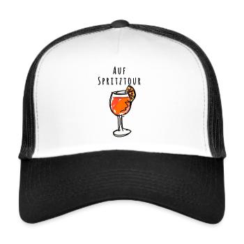 Illustration,Glass, Cocktail,Spritz,Joyride - Trucker Cap - white/black - Front