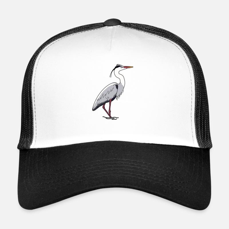Graureiher, Reiher - Trucker Cap - Weiß/Schwarz