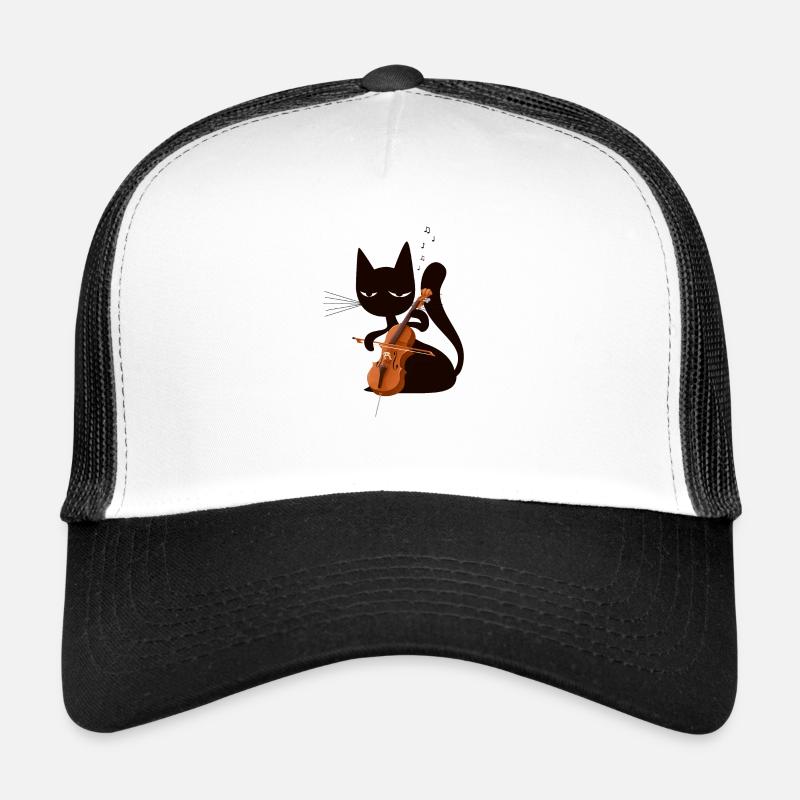 Cellist Katze - Trucker Cap - Weiß/Schwarz