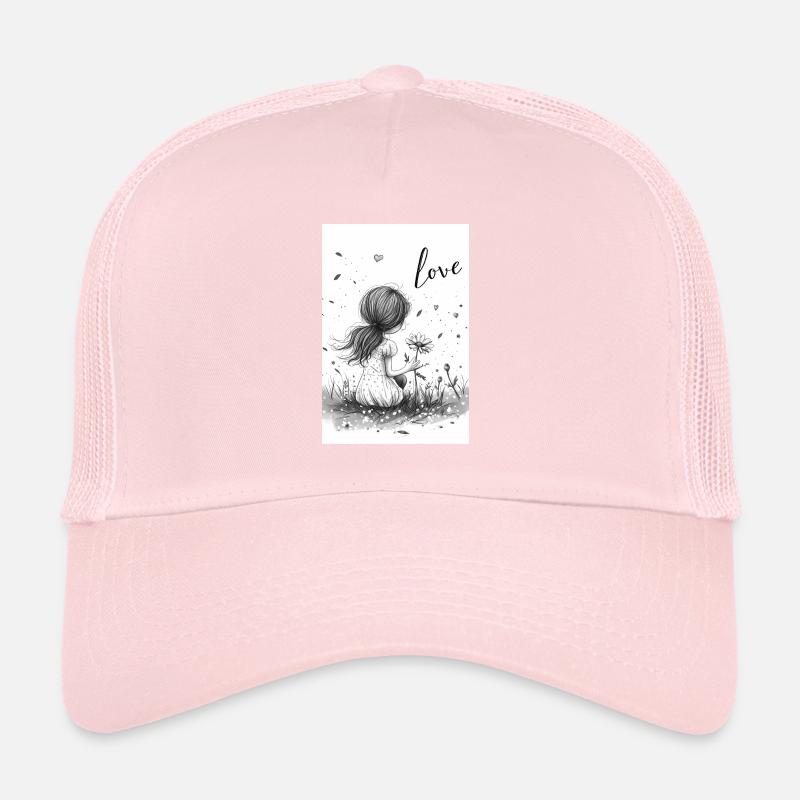 Fille Dessin Amour Fleur Éclos Casquette trucker 