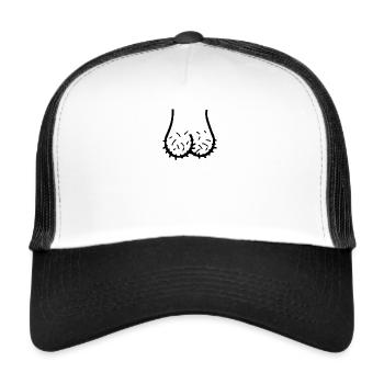 Penis Head Testicle Face Dickhead Funny Gift - Trucker Cap - white/black - Front