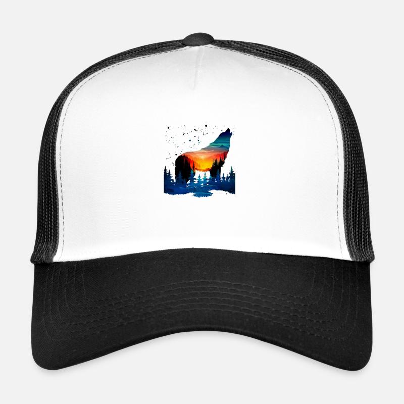loup - Casquette trucker  - blanc/noir