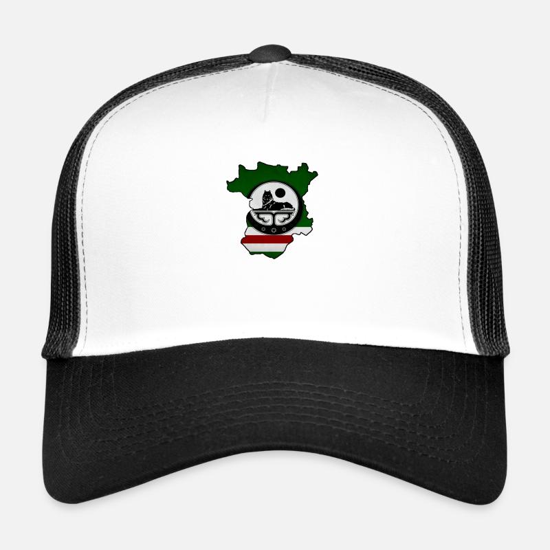 Chechnya Map, Chechen Flag - Trucker Cap - Weiß/Schwarz