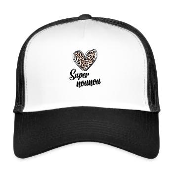 Super nounou - Casquette trucker  - blanc/noir - Devant