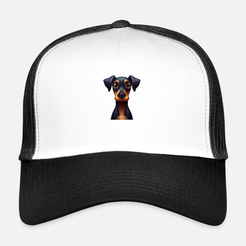 Verspieltes Dobermann-Pinscher-Design - Trucker Cap - Weiß/Schwarz