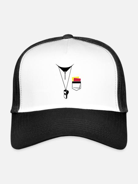 Arbitre - Football - Carte et sifflet - Casquette trucker  - blanc/noir - Devant