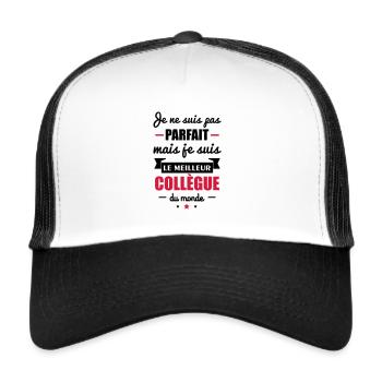 meilleur collègue,idée cadeau pour collègues - Casquette trucker  - blanc/noir - Devant